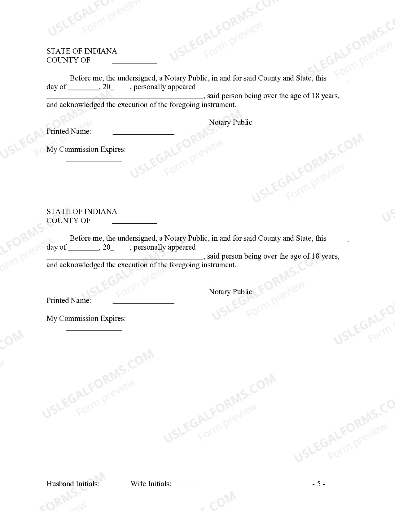 Preview Marital Legal Separation and Property Settlement Agreement no children OR adult children