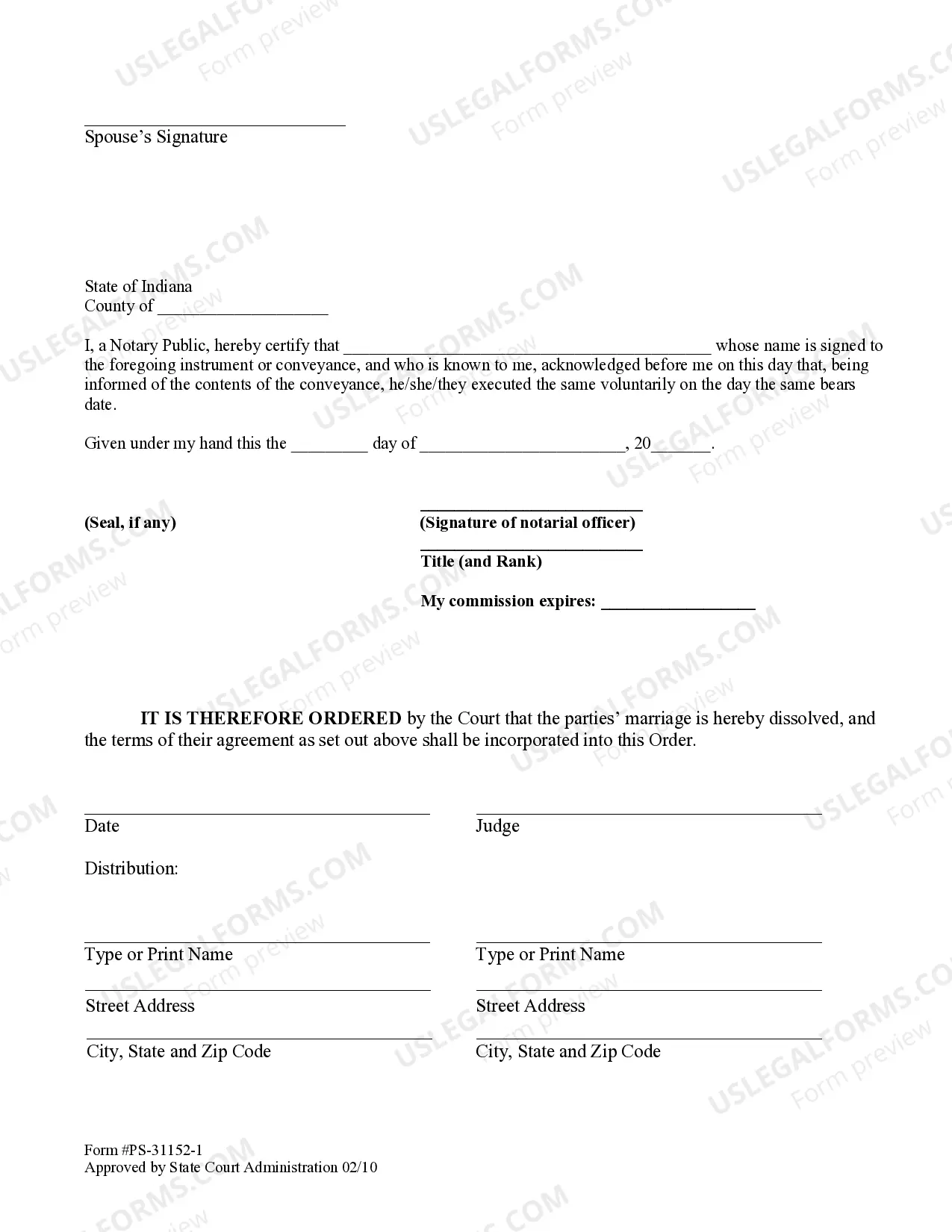 Preview Decree of Dissolution of Marriage and Settlement Agreement with No Children