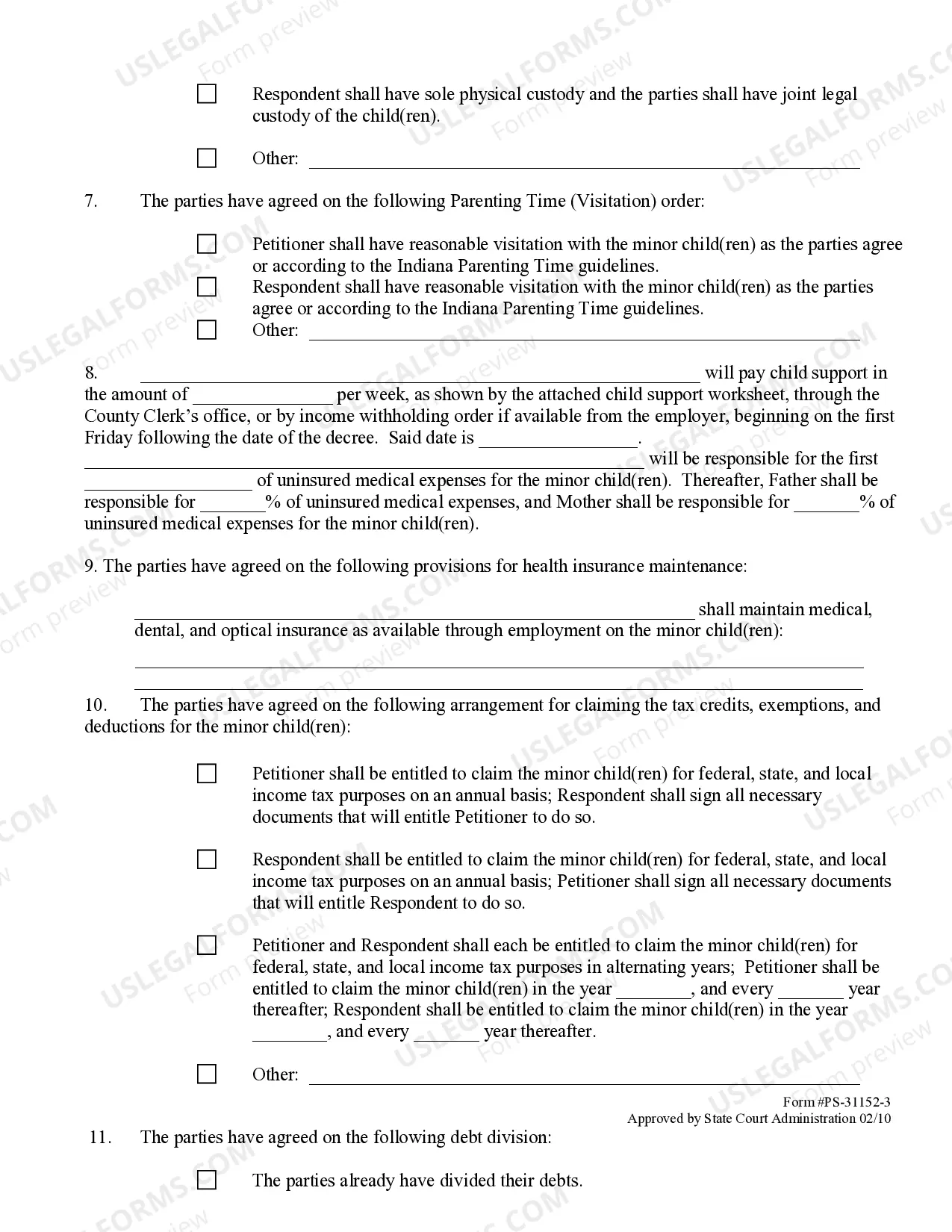 Preview Decree of Dissolution of Marriage and Settlement Agreement with Children