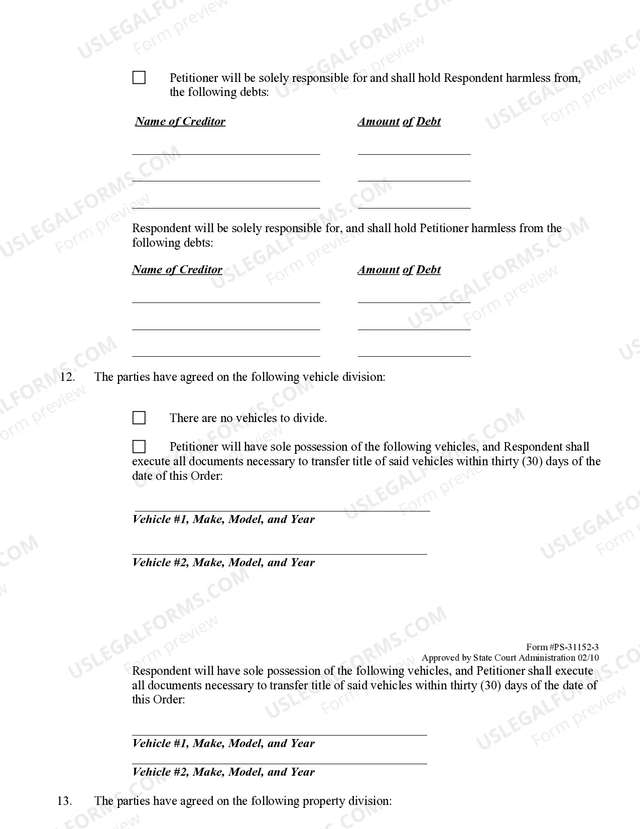 Preview Decree of Dissolution of Marriage and Settlement Agreement with Children