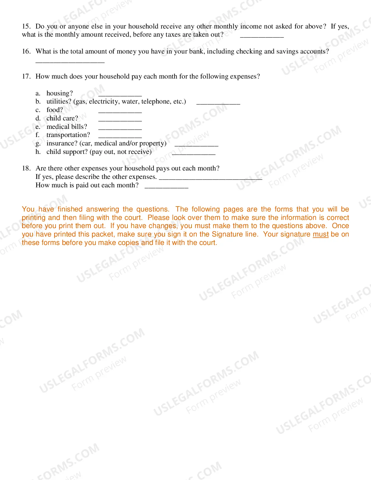 Preview Order on Fee Waiver