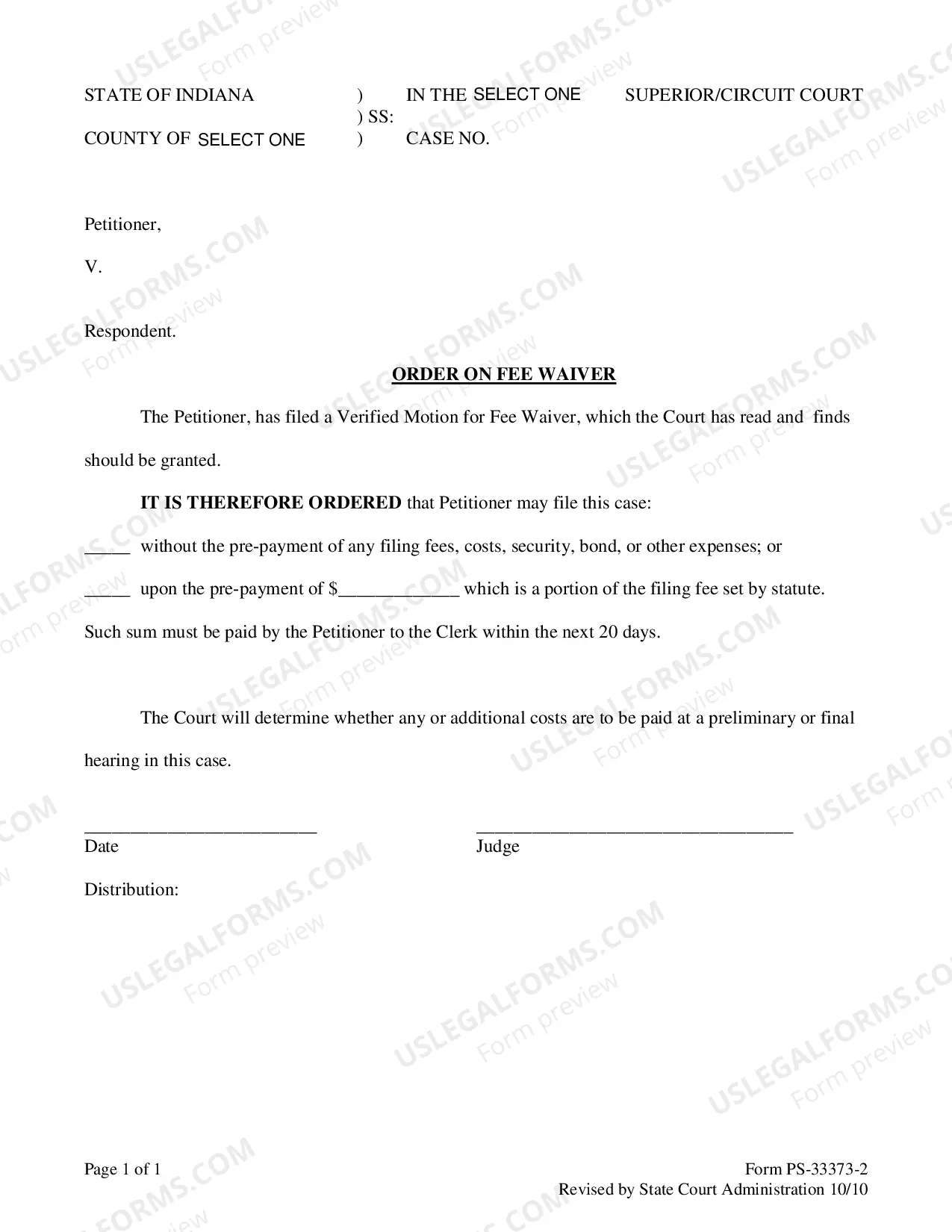 Preview Order on Fee Waiver