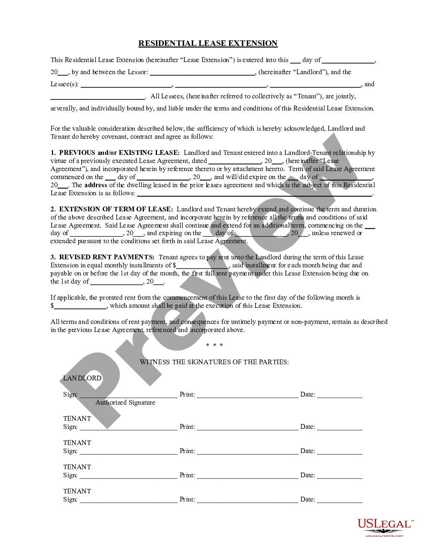 Lease Extension Agreement Form With Rent Increase | US Legal Forms