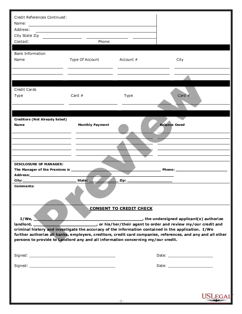 Preview Commercial Rental Lease Application Questionnaire