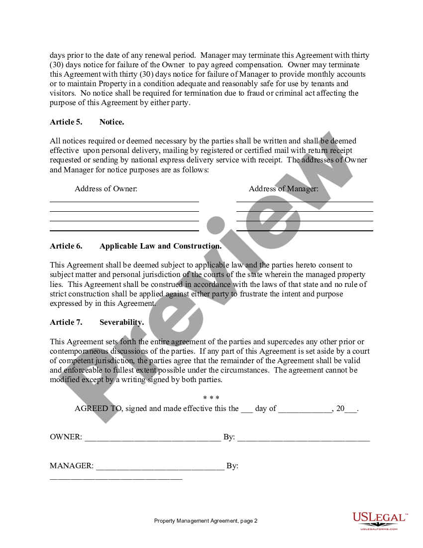 Indiana Property Manager Agreement - Rental Property Management ...