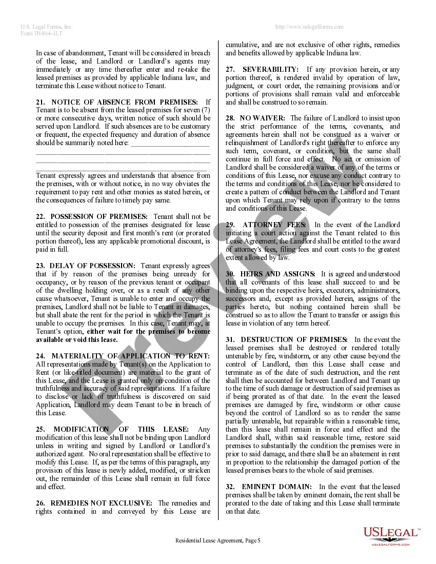 Preview Residential Lease or Rental Agreement for Month to Month