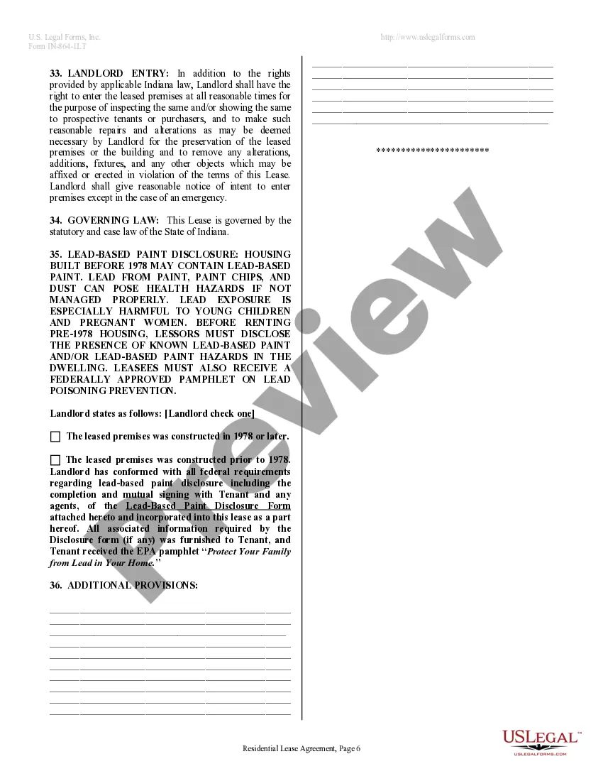 Preview Residential Lease or Rental Agreement for Month to Month