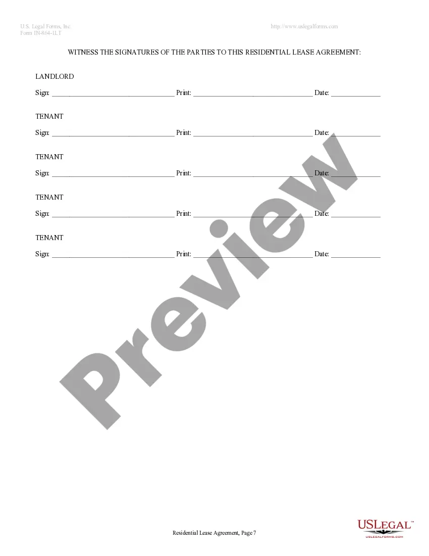 Preview Residential Lease or Rental Agreement for Month to Month