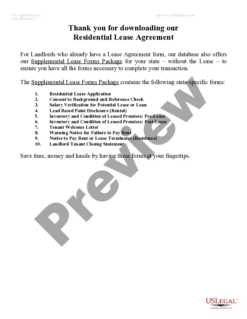 Preview Residential Lease or Rental Agreement for Month to Month