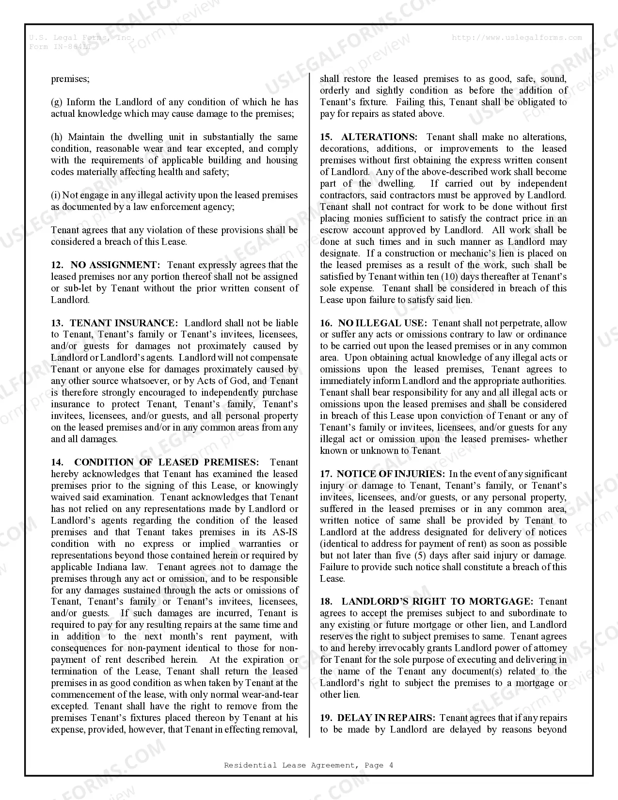 Preview Residential Rental Lease Agreement