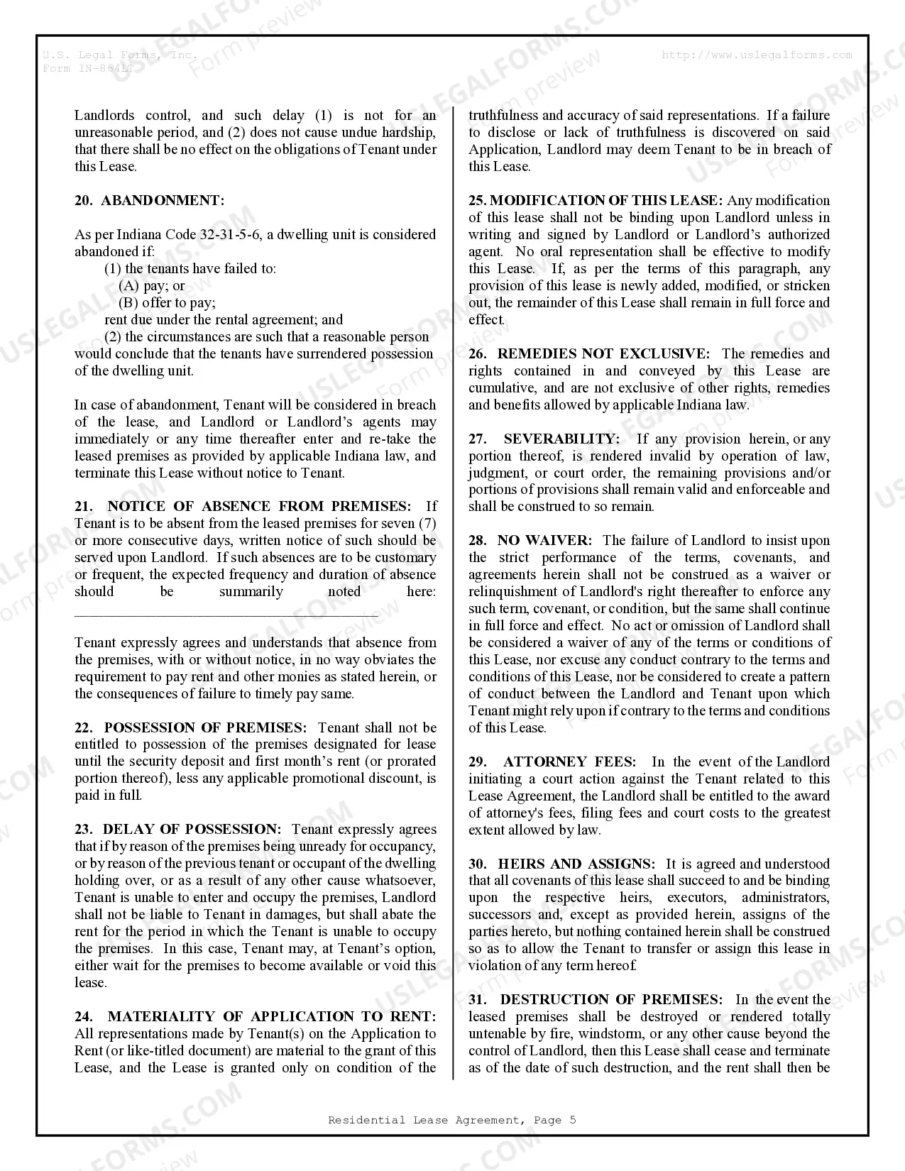 Preview Residential Rental Lease Agreement