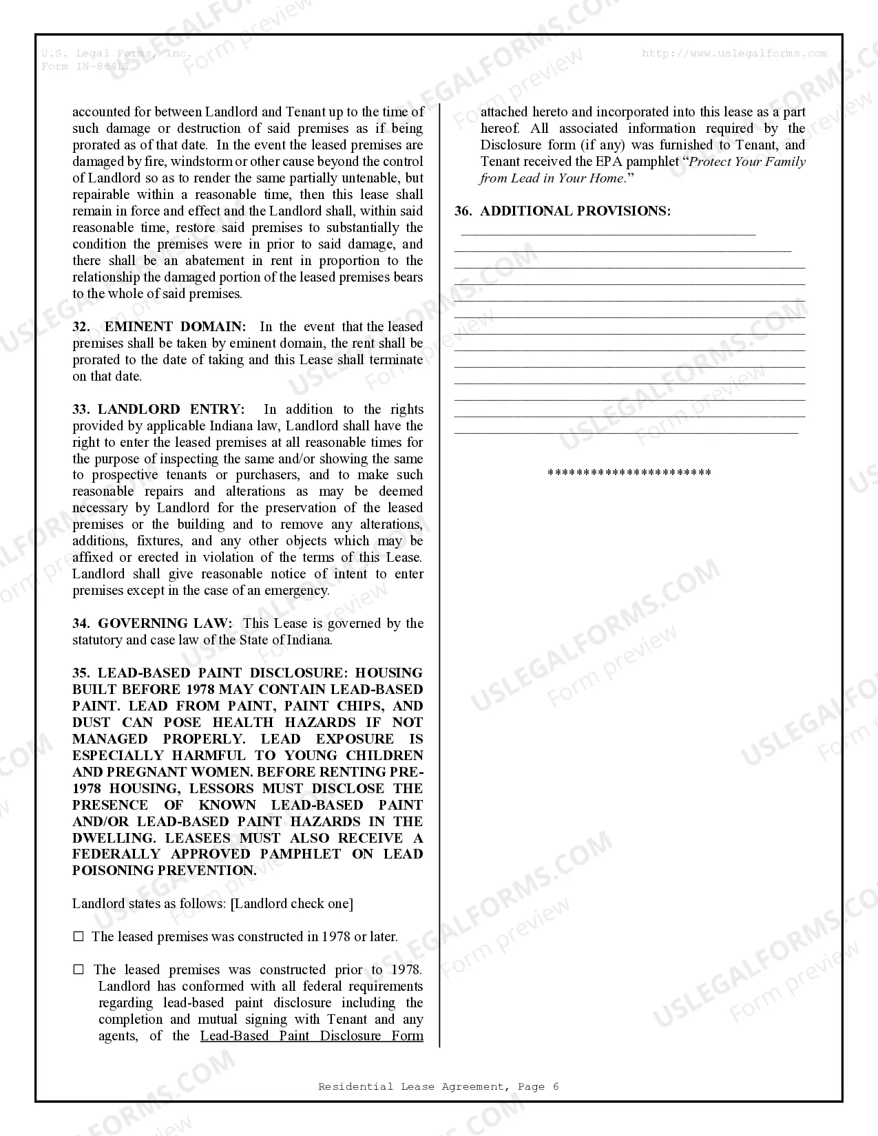 Preview Residential Rental Lease Agreement