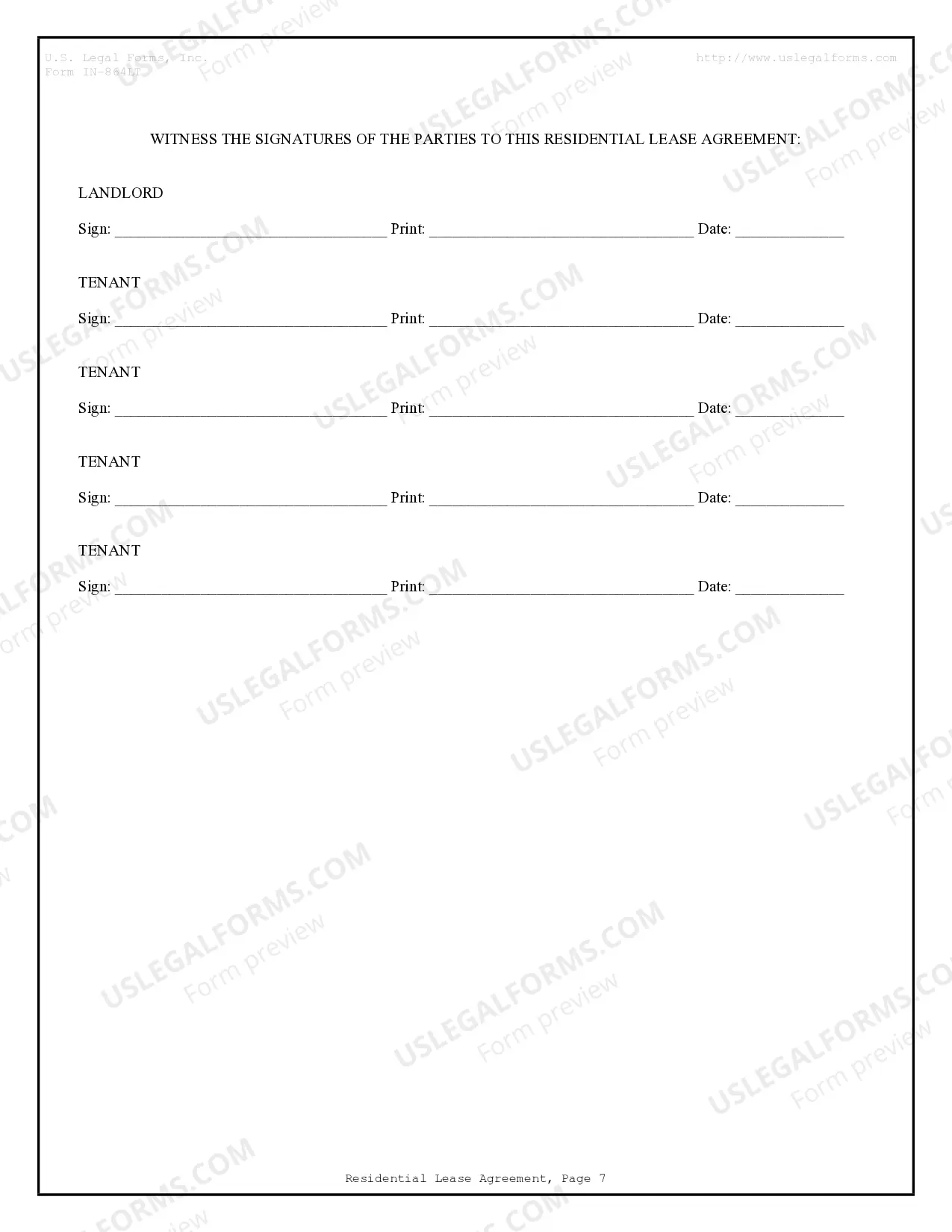 Preview Residential Rental Lease Agreement