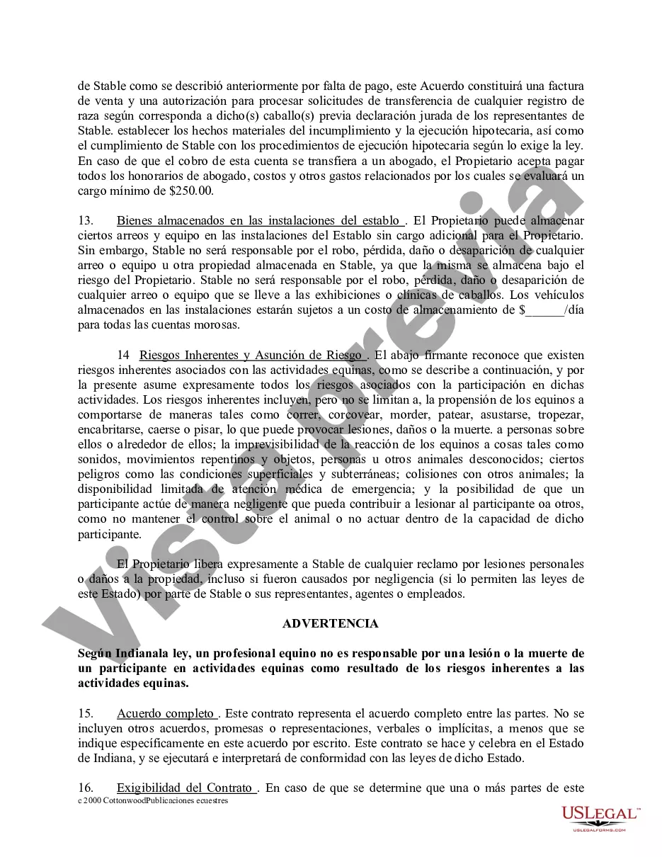 Preview Paquete de formularios equinos de caballos de Indiana