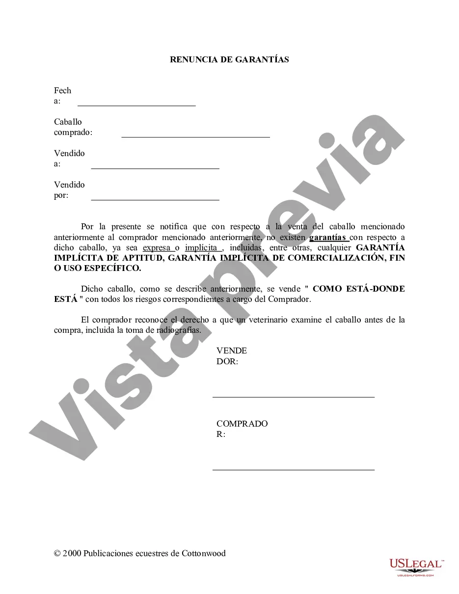 Preview Paquete de formularios equinos de caballos de Indiana