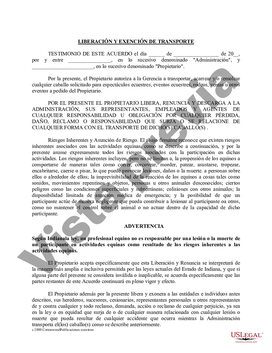 Preview Paquete de formularios equinos de caballos de Indiana