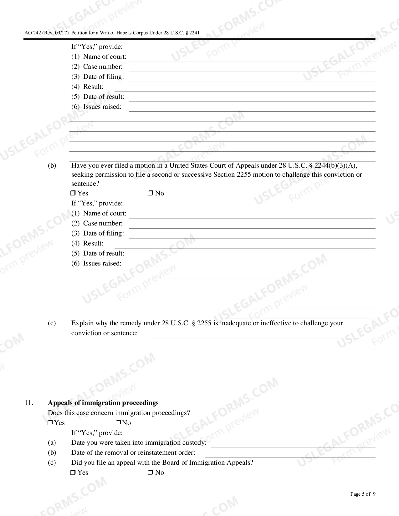 Preview Application to Proceed in District Court Without Prepaying Fees or Costs (Short Form)