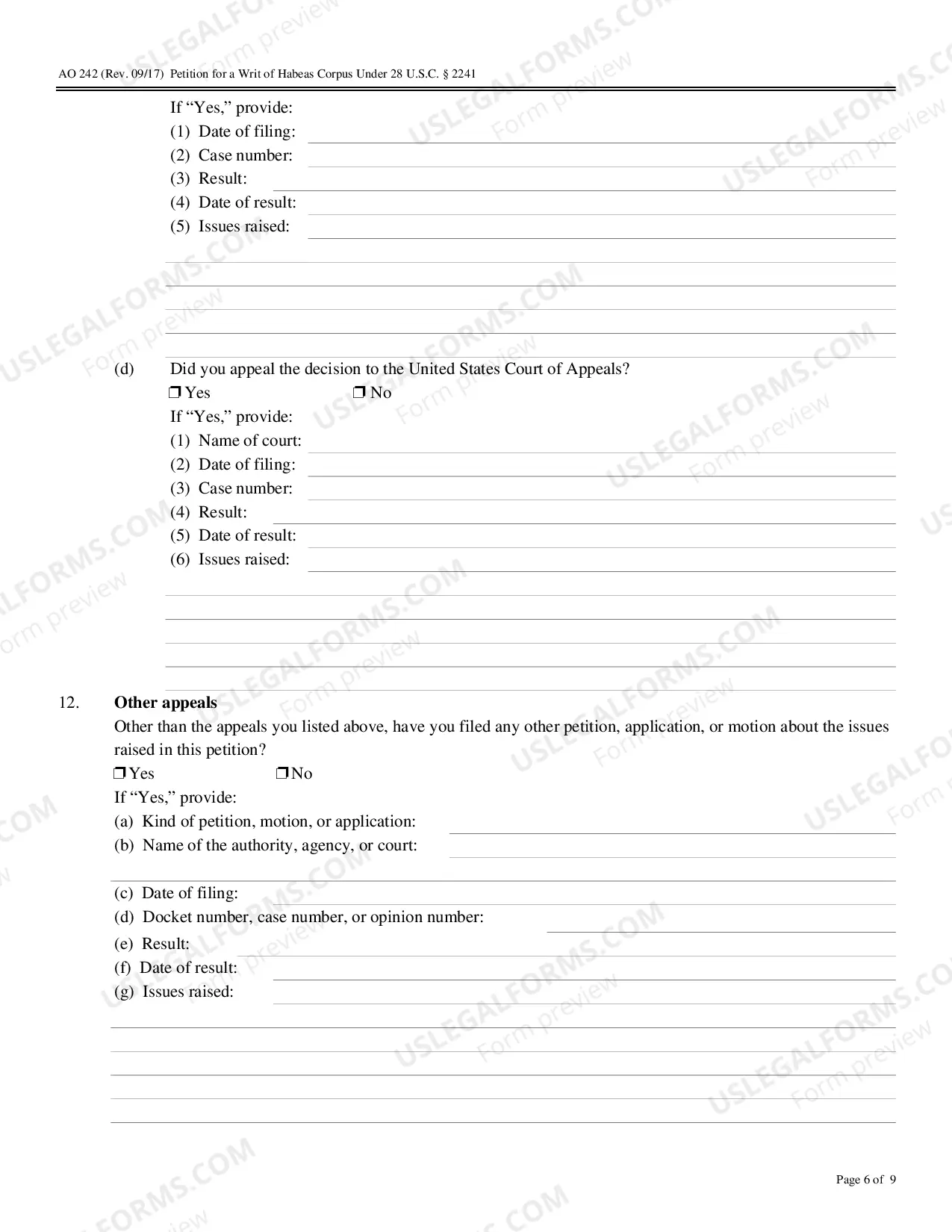 Preview Application to Proceed in District Court Without Prepaying Fees or Costs (Short Form)