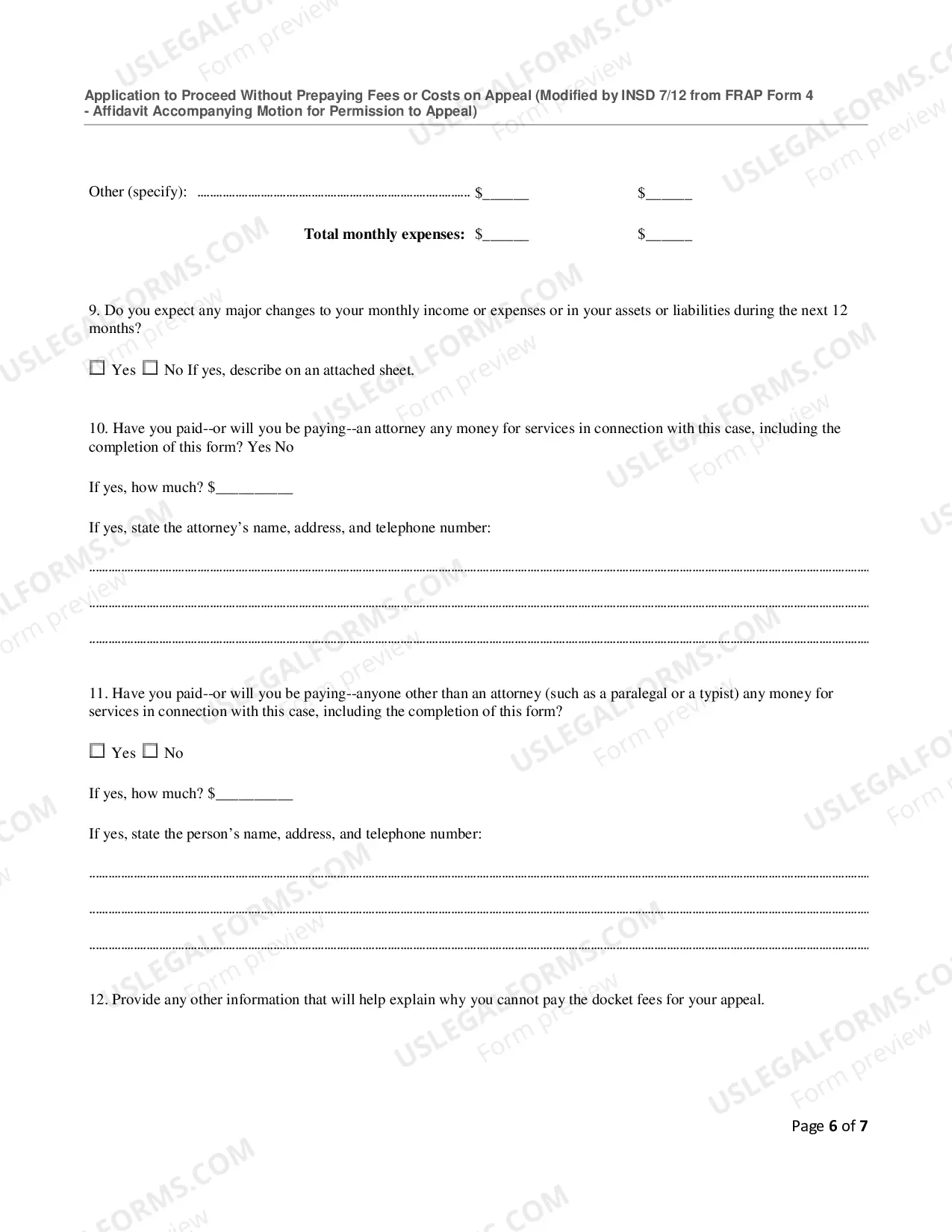 Preview Application To Proceed In District Court Without Prepaying Fees Or Costs
