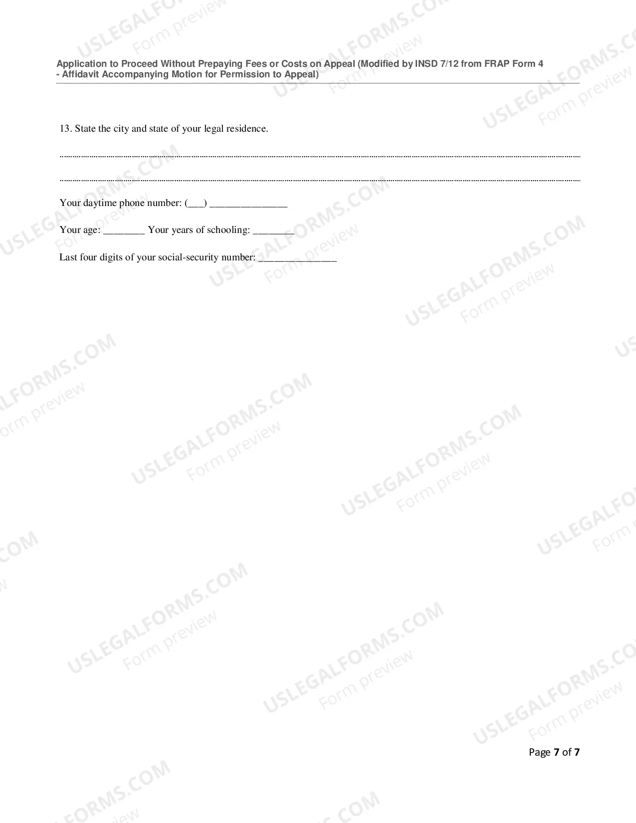 Preview Application To Proceed In District Court Without Prepaying Fees Or Costs