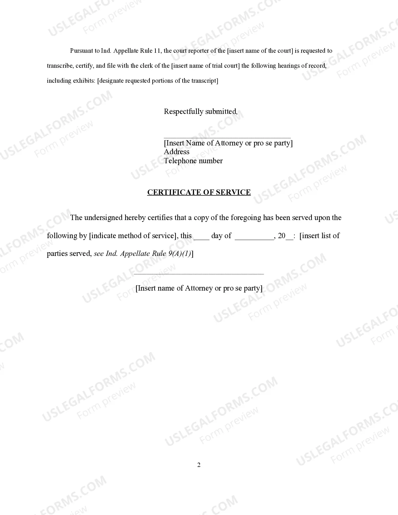 Preview Notice of Appeal Appearance