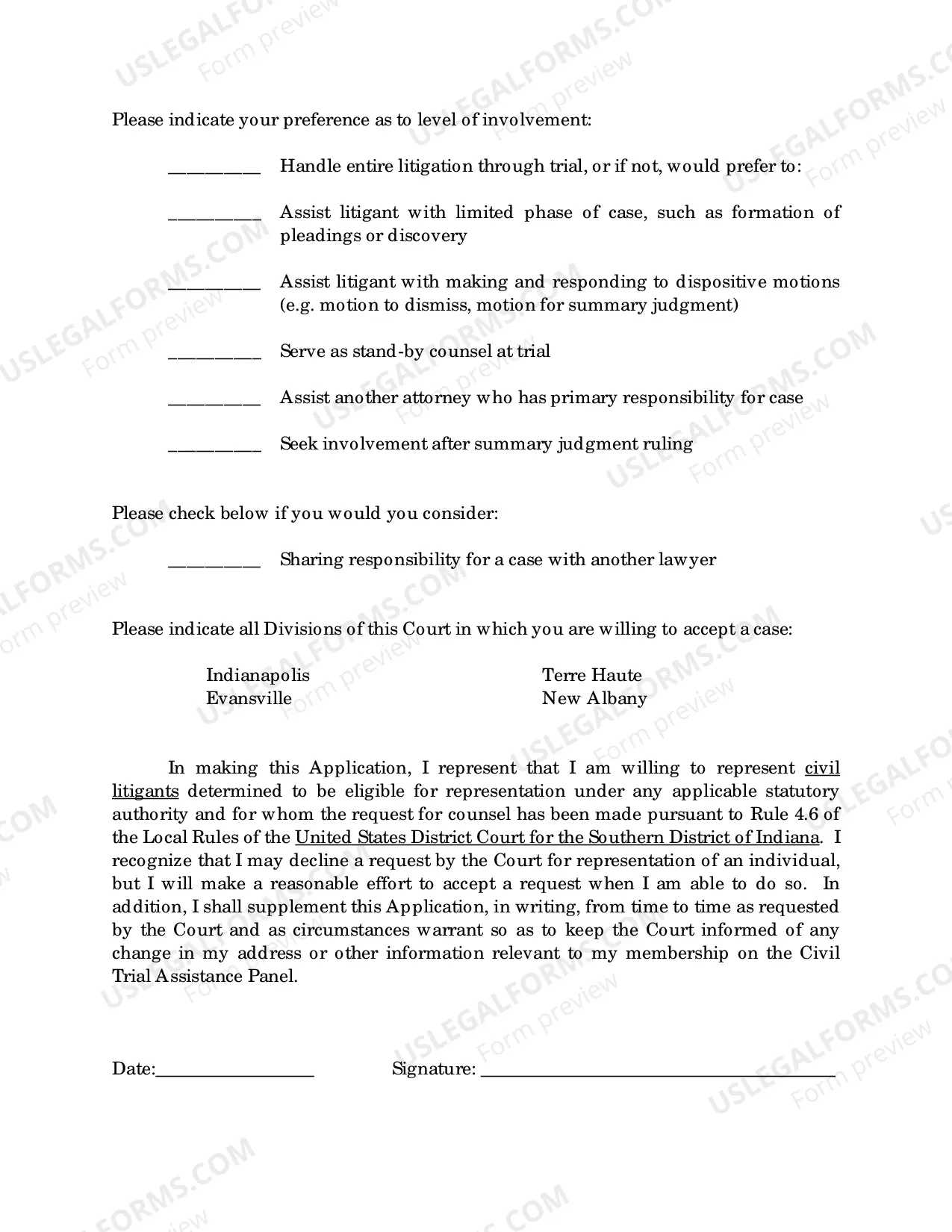 Preview Application For Membership On Civil Trial Assistance Panel
