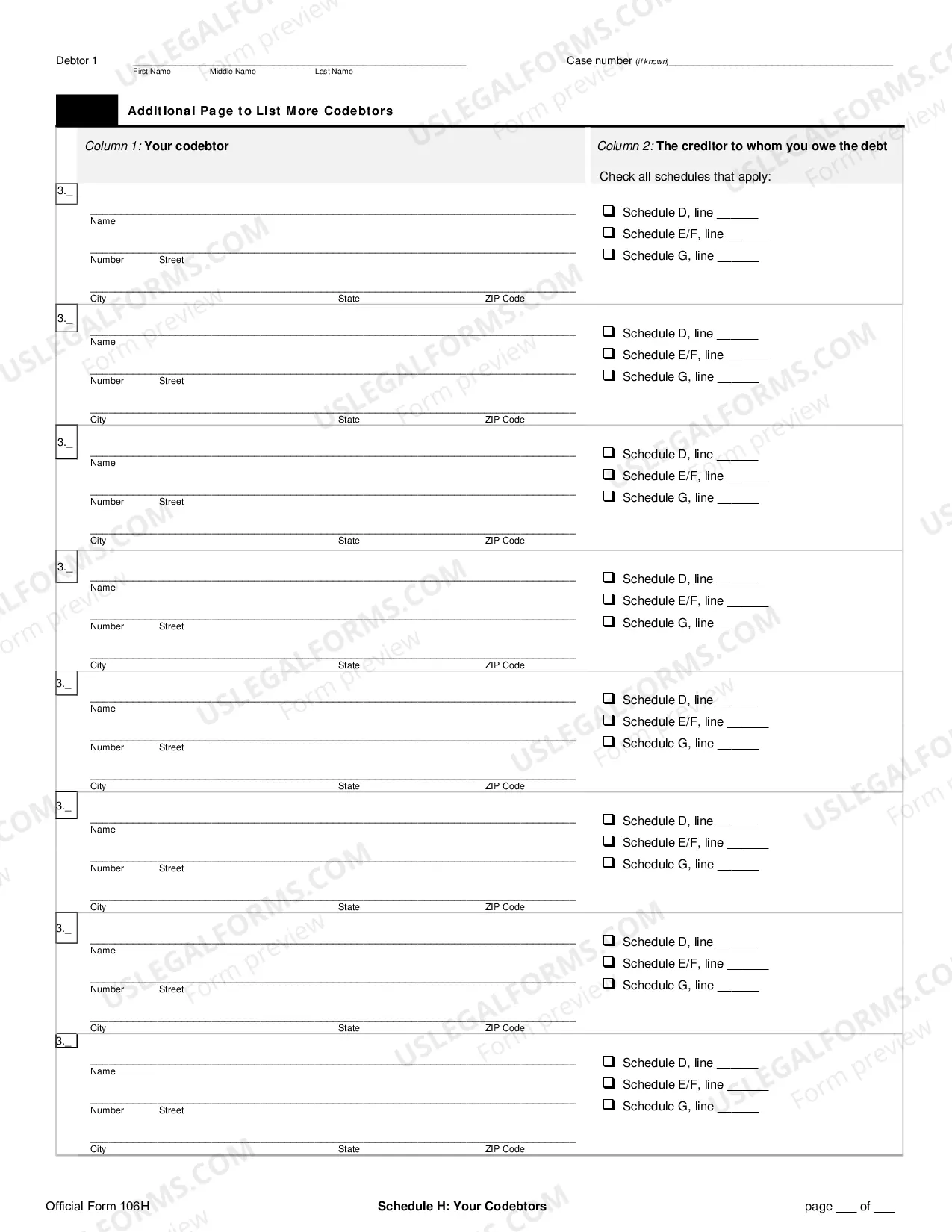Preview Schedule D: Creditors Who Hold Claims Secured By Property (individuals)