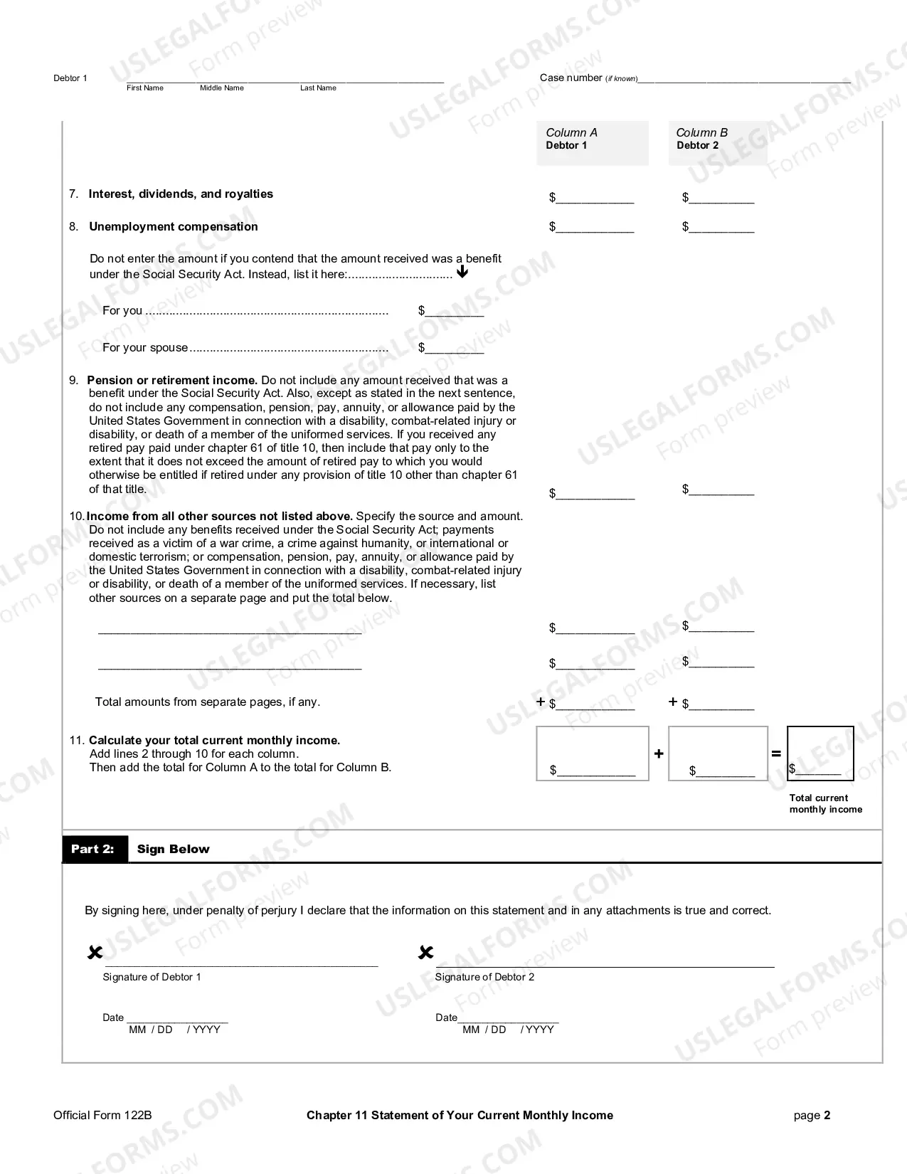 Preview Chapter 7 Statement of Your Current Monthly Income