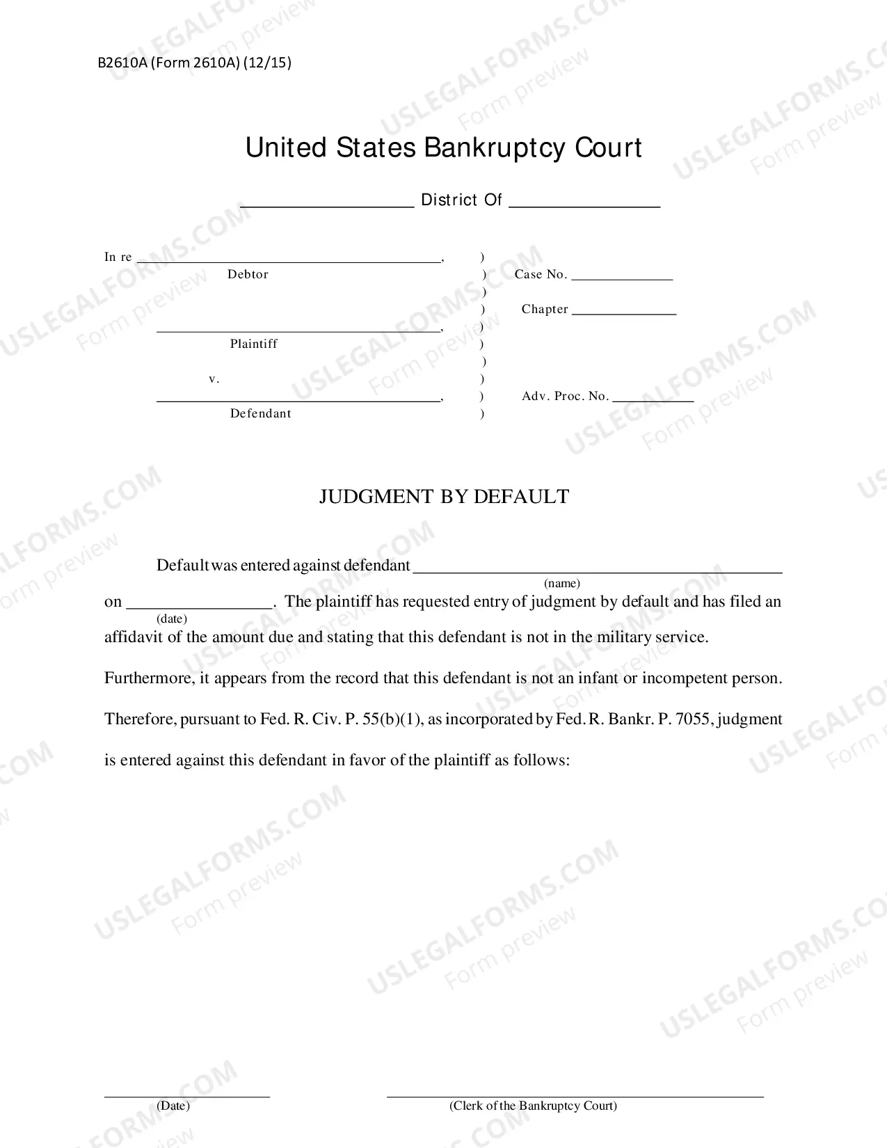 Preview Subpoena to Testify at a Deposition in a Bankruptcy Case (or Adversary Proceeding)