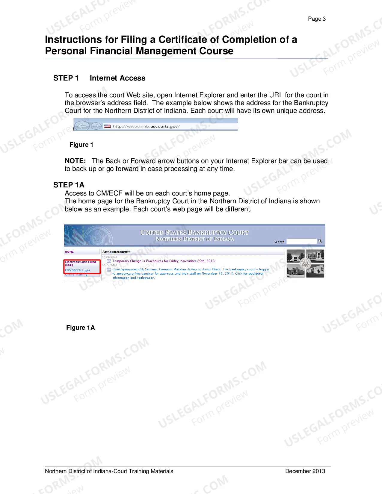 Preview Instructions for Filing a Certificate of Completion of a Personal Financial Management Course