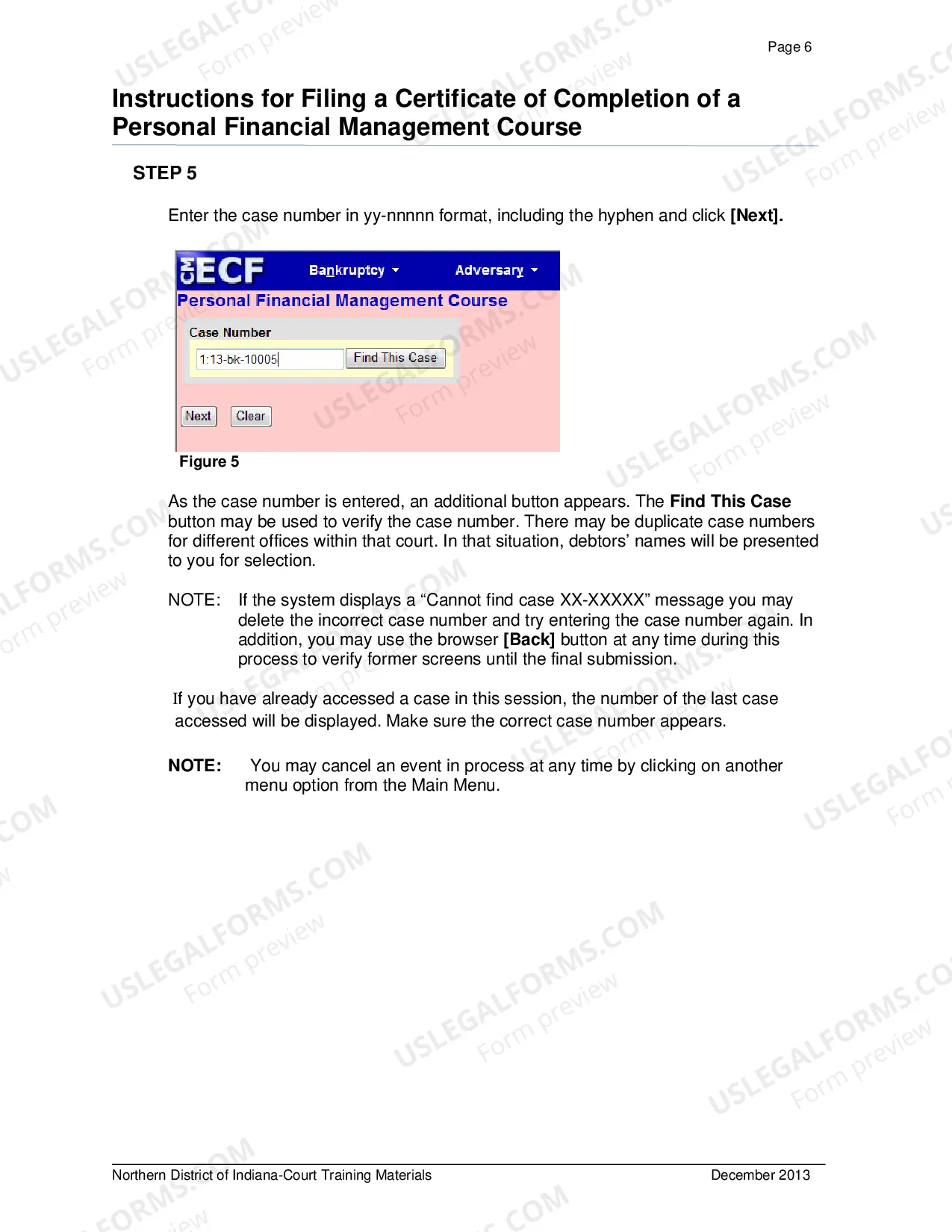 Preview Instructions for Filing a Certificate of Completion of a Personal Financial Management Course