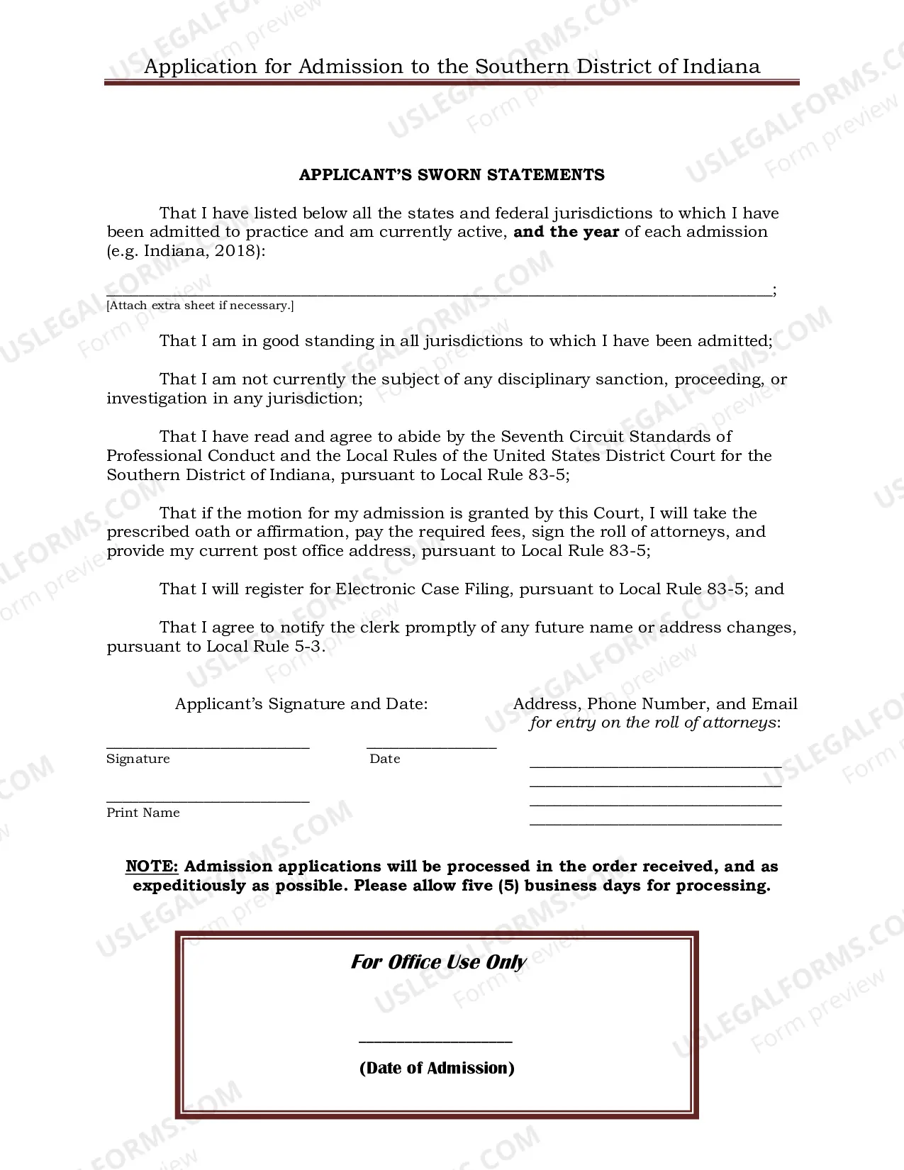 Preview Application For Admission