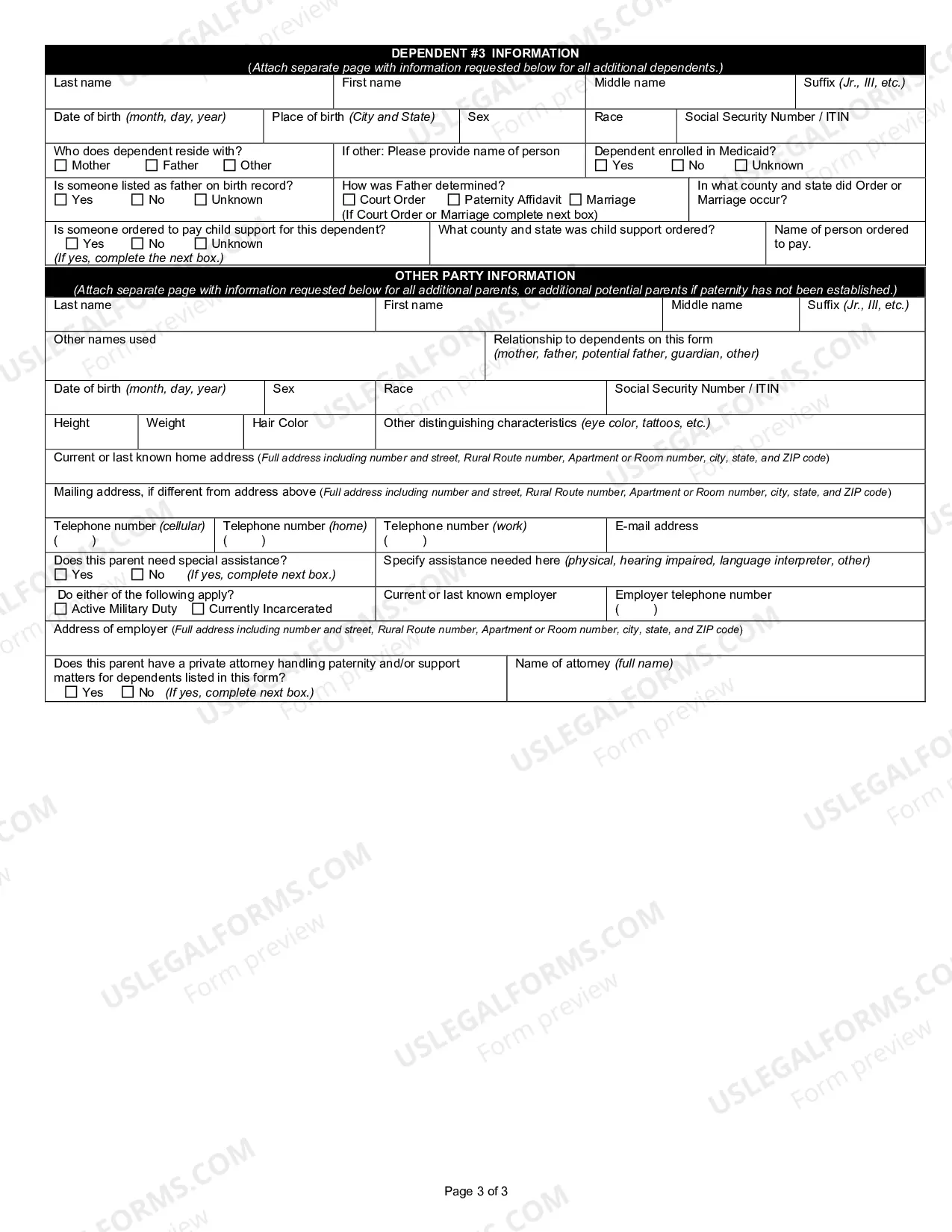 Preview Application for Title IV-D Child Support Services