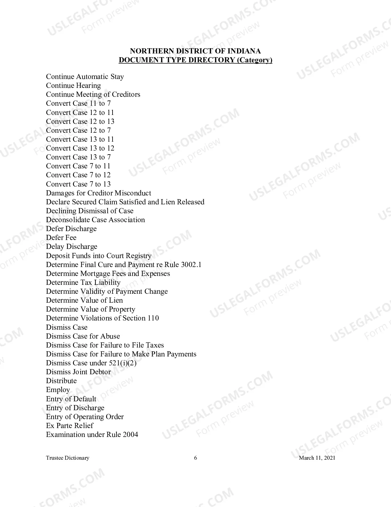 Preview Document Type Directory - Category (Trustee Reference Materials)
