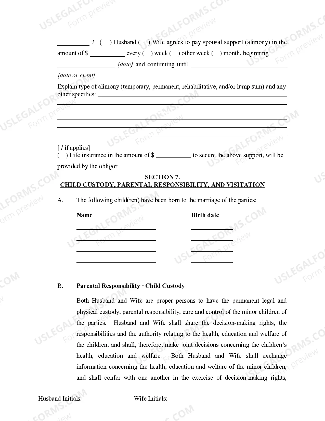 Preview Marital Legal Separation and Property Settlement Agreement Minor Children no Joint Property or Debts effective Immediately