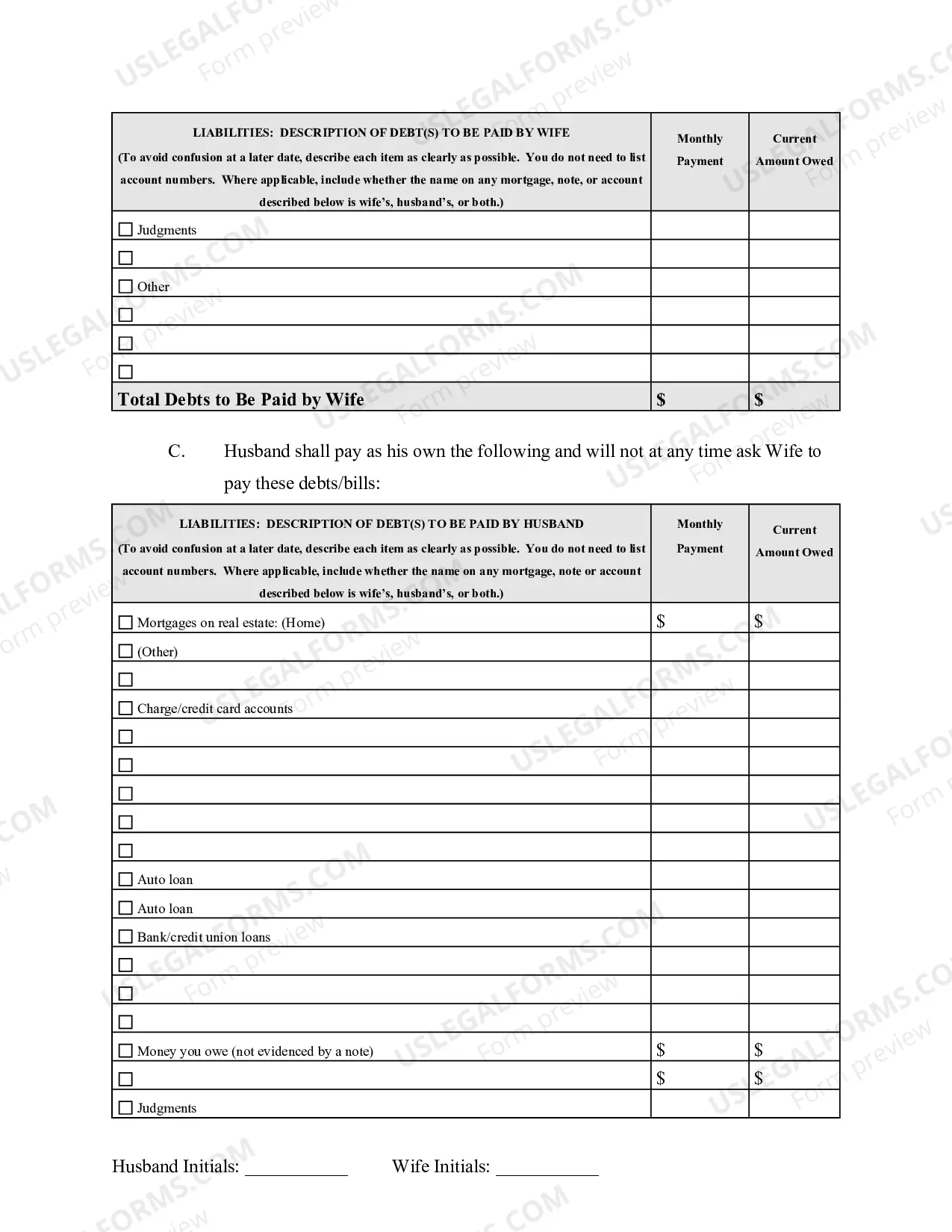 Preview Marital Legal Separation and Property Settlement Agreement no Children parties may have Joint Property or Debts Effective Immediately