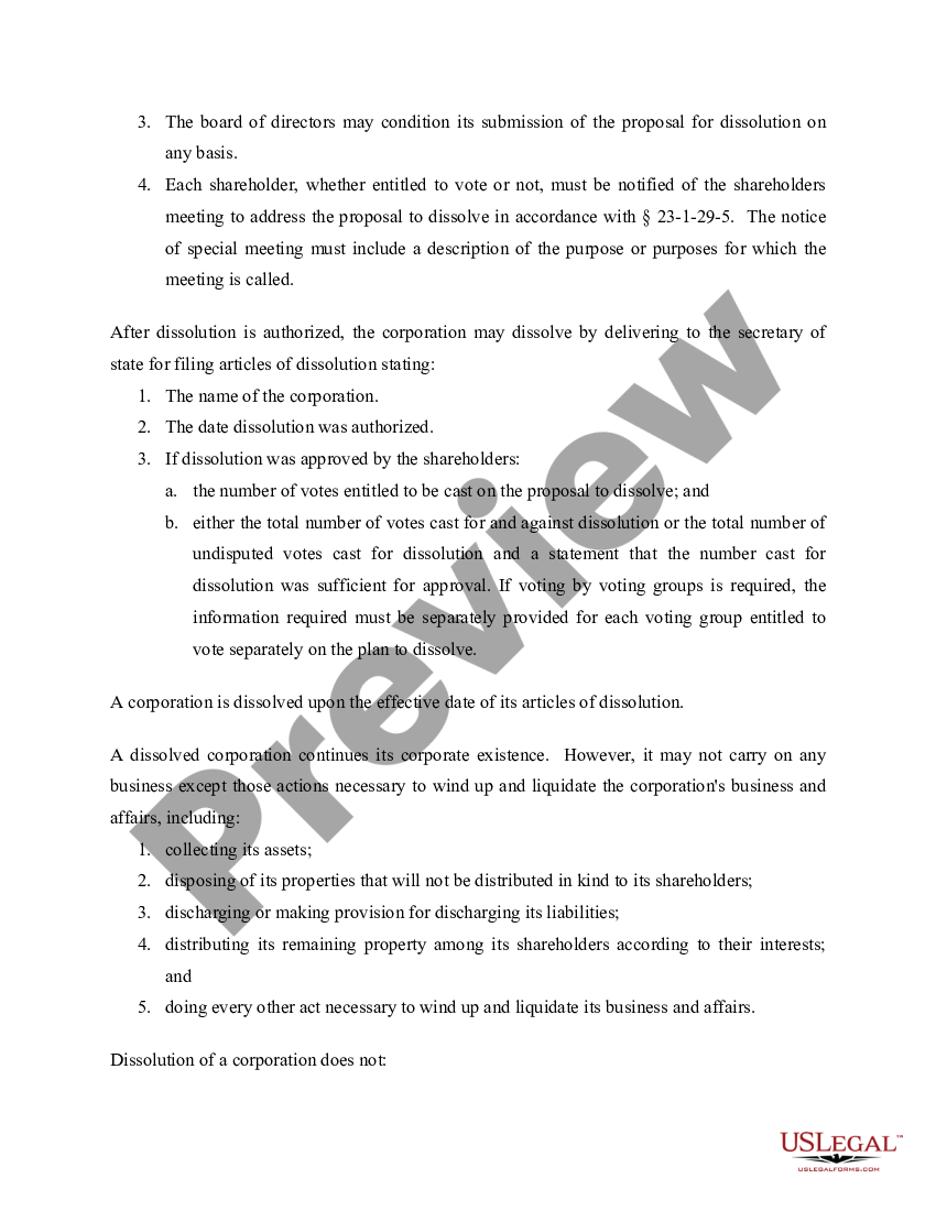 Indiana Dissolution Package To Dissolve Corporation - Dissolution | US ...