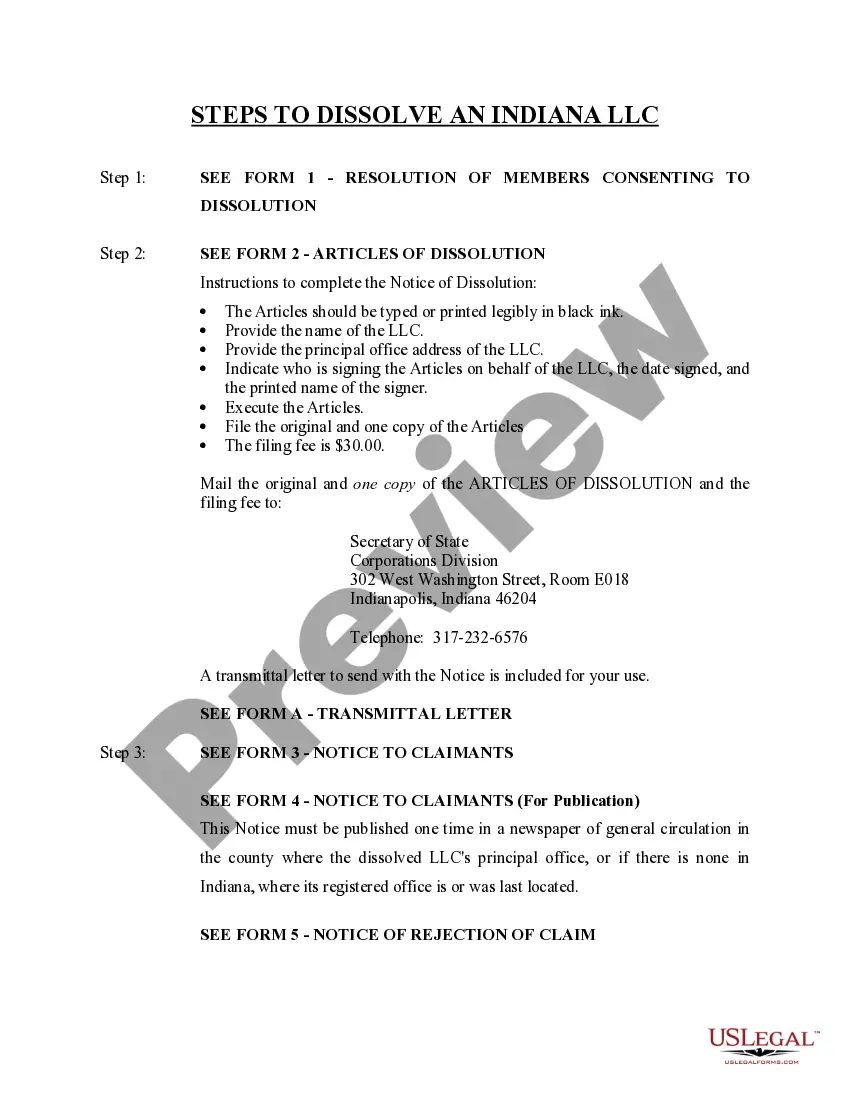 Get Indiana Dissolution Package to Dissolve Limited Liability Company LLC - Electronic Version Preview Indiana Dissolution Package to Dissolve Limited Liability Company LLC - Electronic Version