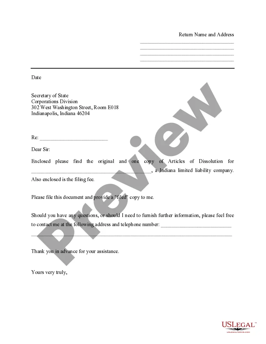Get Indiana Dissolution Package to Dissolve Limited Liability Company LLC - Electronic Version Preview Indiana Dissolution Package to Dissolve Limited Liability Company LLC - Electronic Version