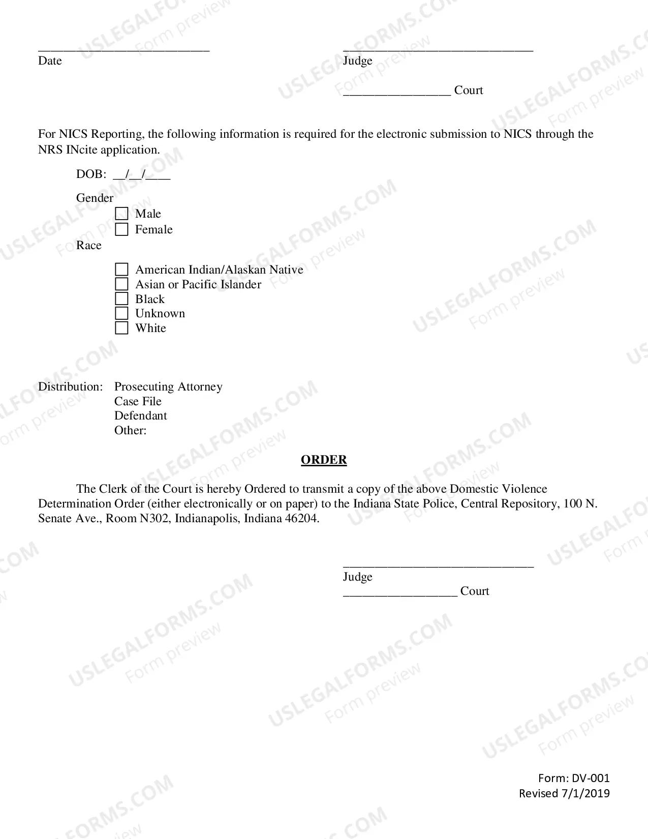 Preview Domestic Violence Determination Form