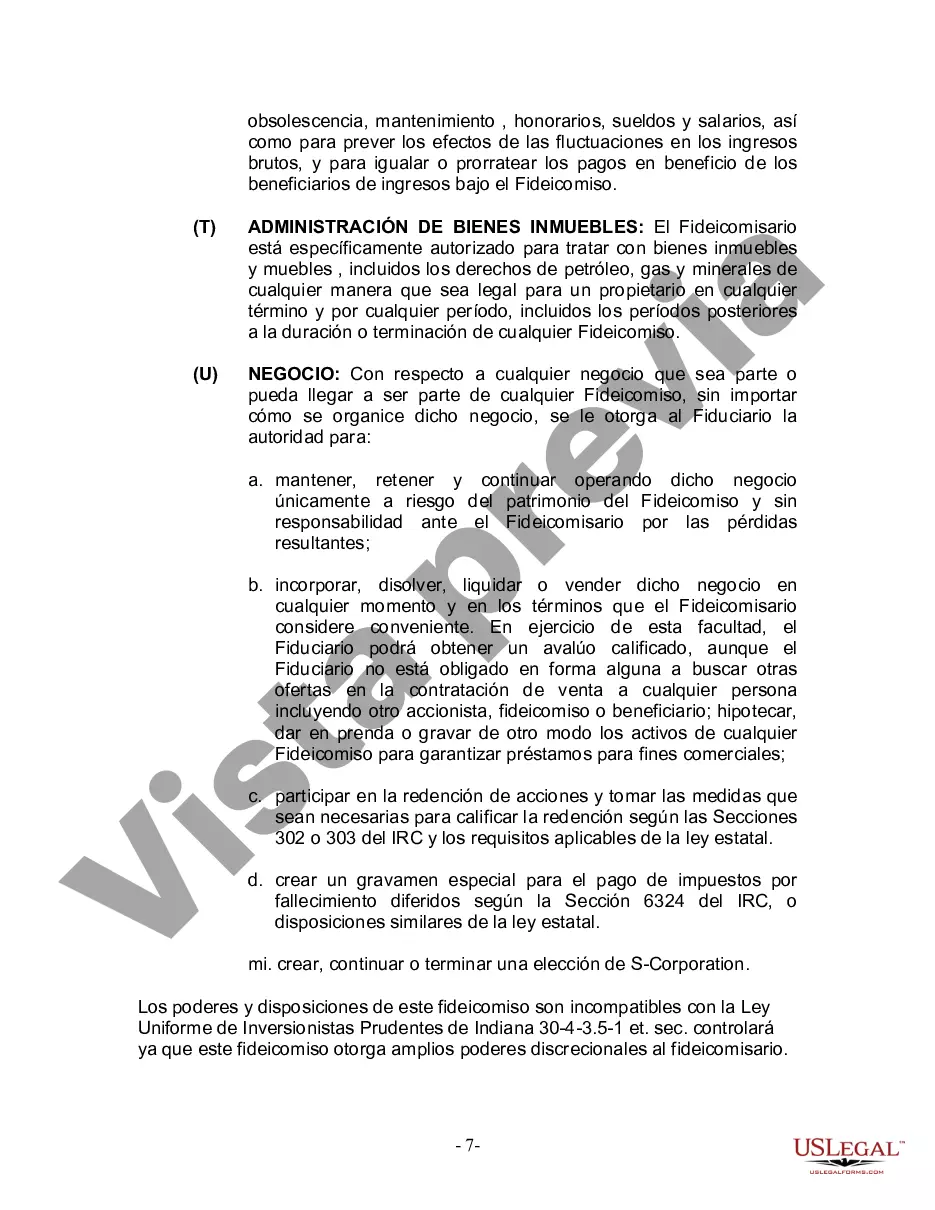 Preview Fideicomiso en Vida para Individuos Solteros, Divorciados o Viudos o Viudos sin Hijos