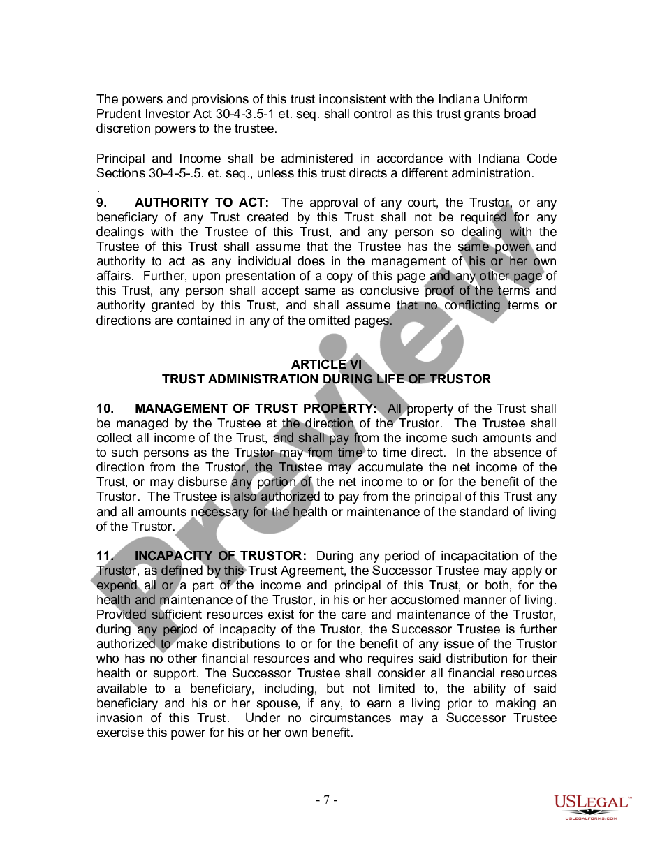 page 6 Living Trust for Individual Who is Single, Divorced or Widow or Widower with No Children preview