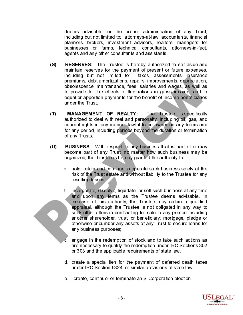 Preview Living Trust for Individual Who is Single, Divorced or Widow or Widower with No Children