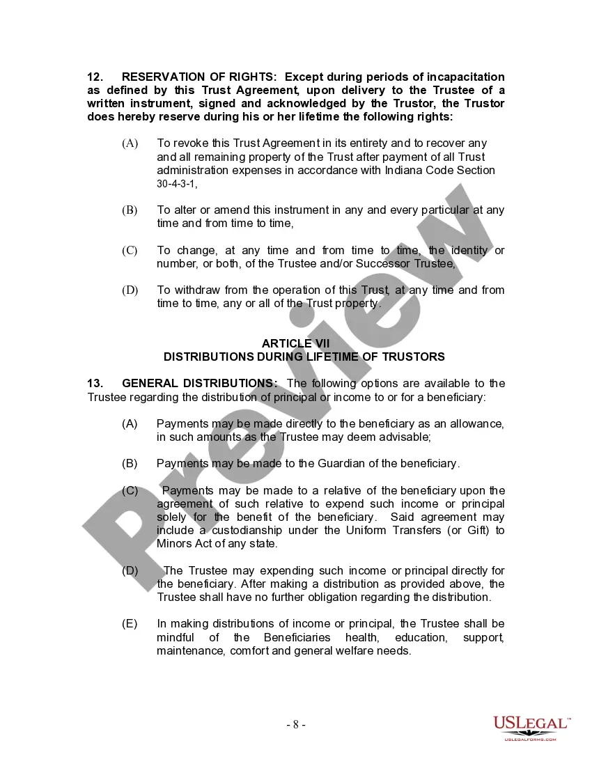 Preview Living Trust for Individual Who is Single, Divorced or Widow or Widower with No Children