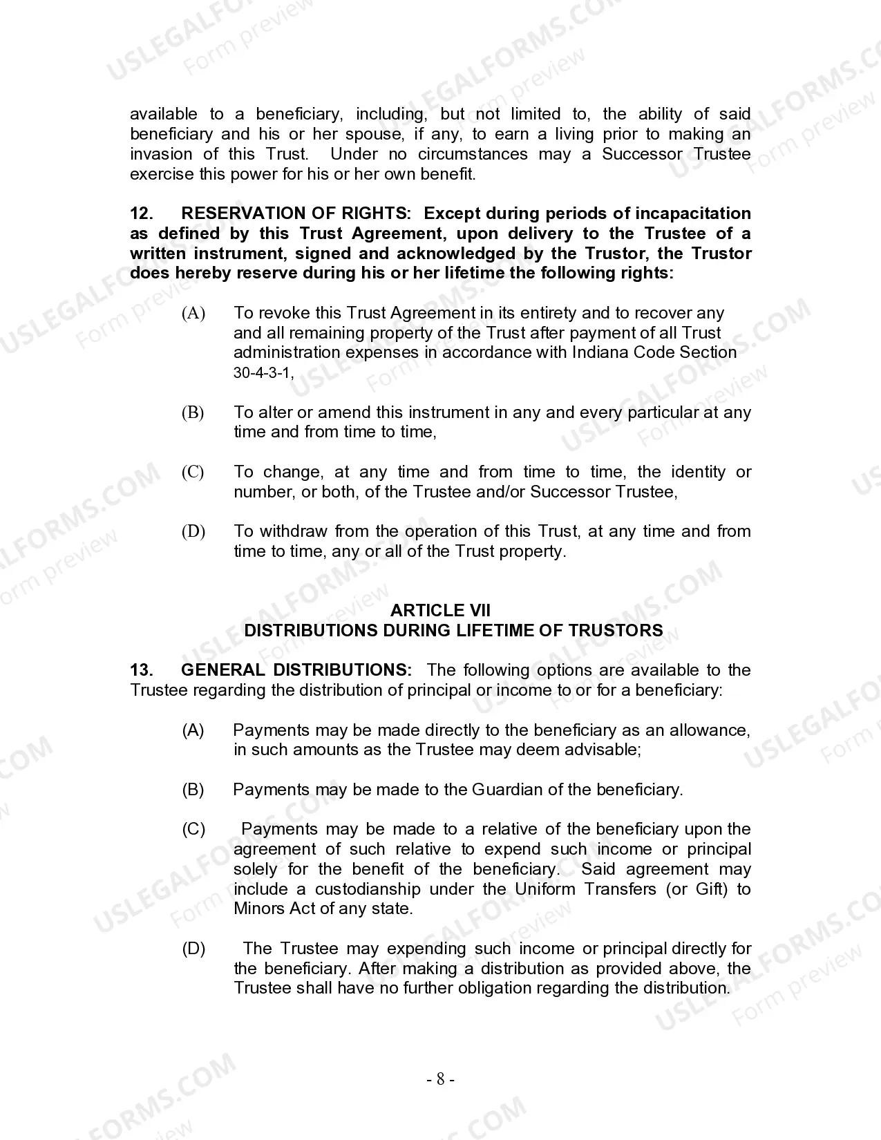 Preview Living Trust for individual, Who is Single, Divorced or Widow or Widower with Children