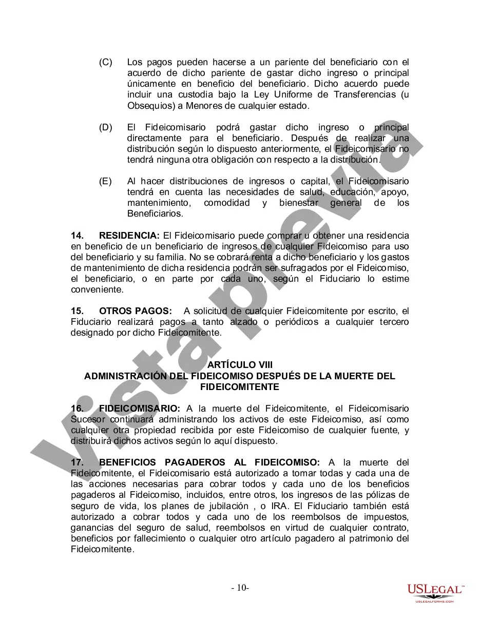 Preview Fideicomiso en vida para esposo y esposa con un hijo