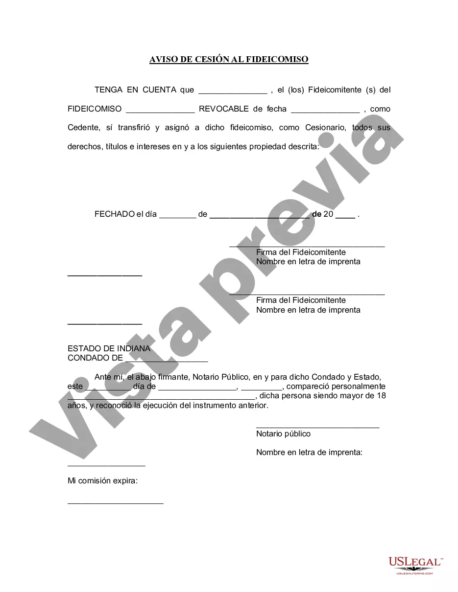Preview Aviso de cesión a un fideicomiso en vida