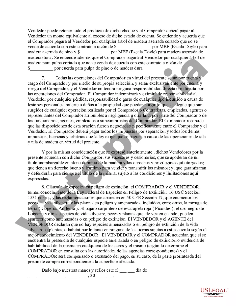 Preview Contrato de venta de madera de Indiana