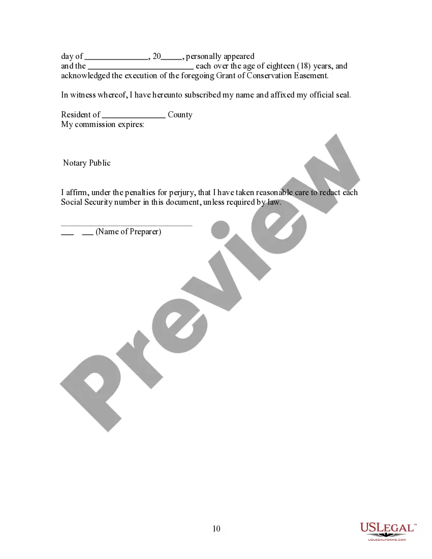 Preview Grant of Conservation Easement for Preservation of Habitat