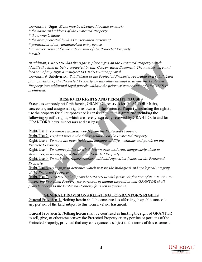 Preview Grant of Conservation Easement for Preservation of Habitat